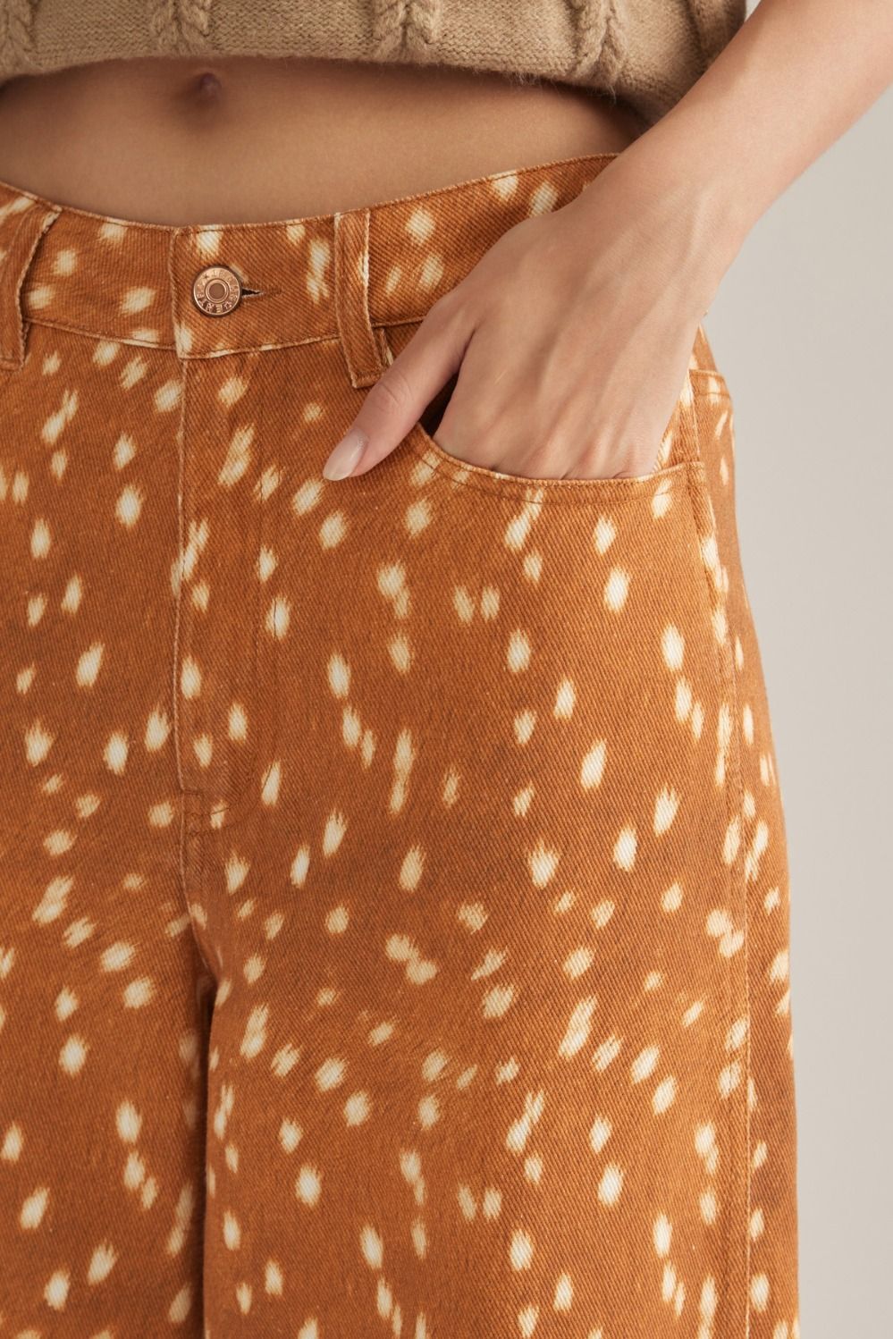 Deer Print Wide Leg Pants