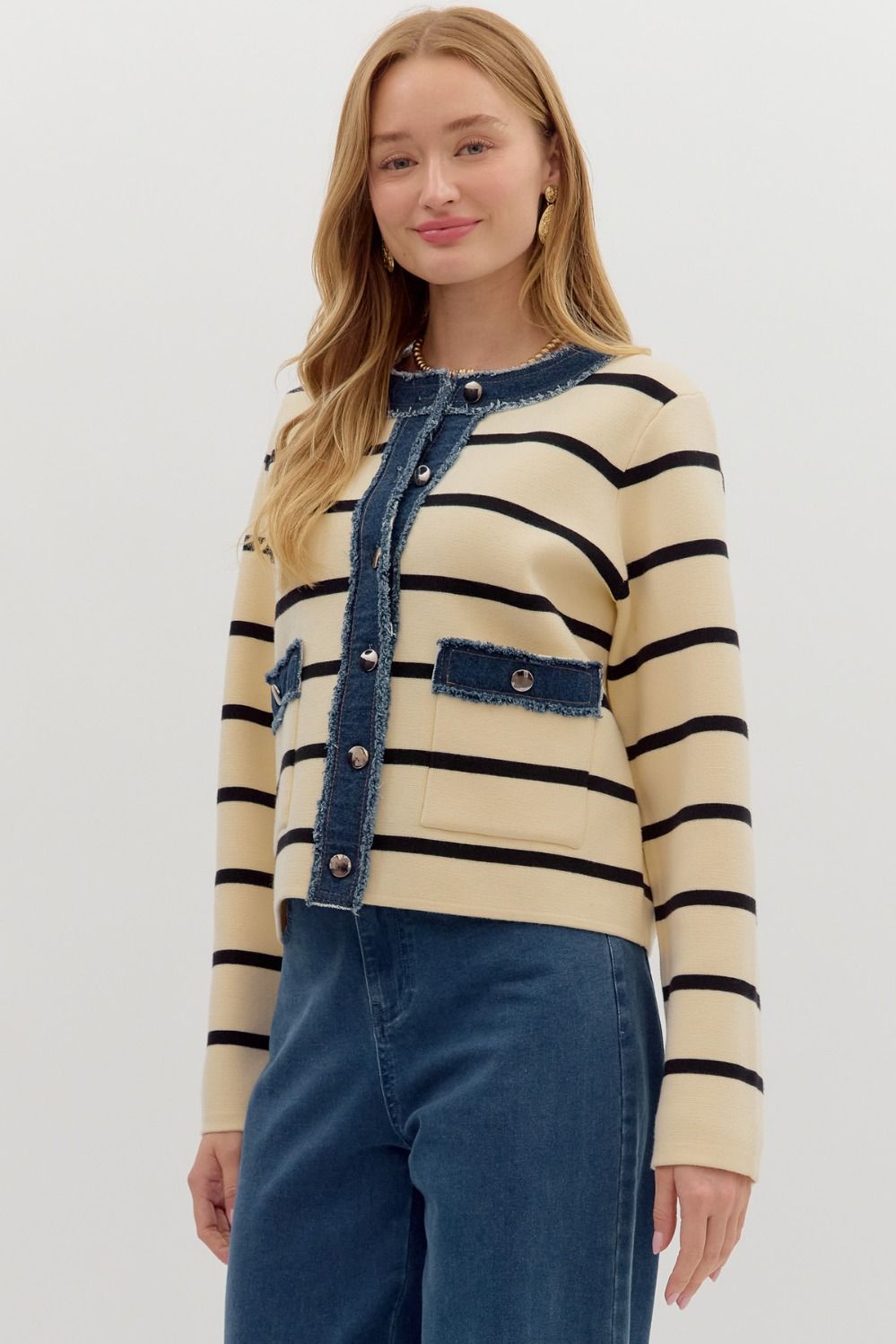 Stripe Denim Cardigan