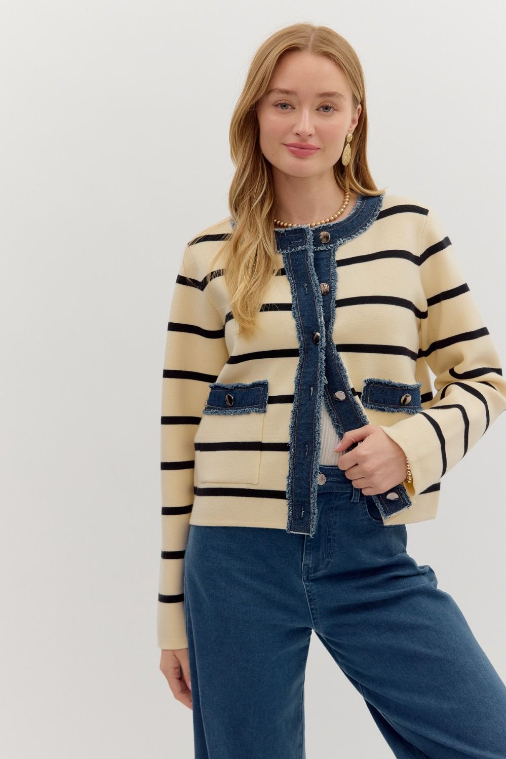 Stripe Denim Cardigan