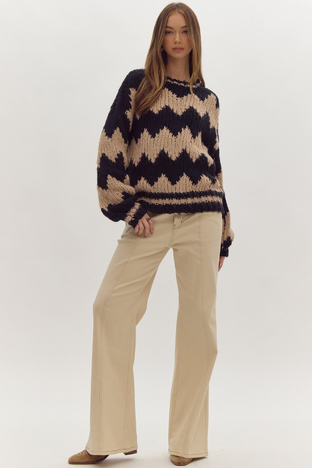 ZigZag Colorblock Sweater in Black