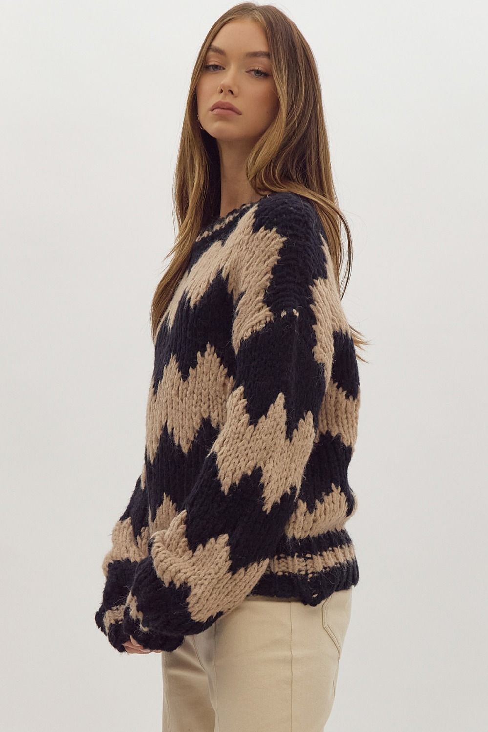 ZigZag Colorblock Sweater in Black