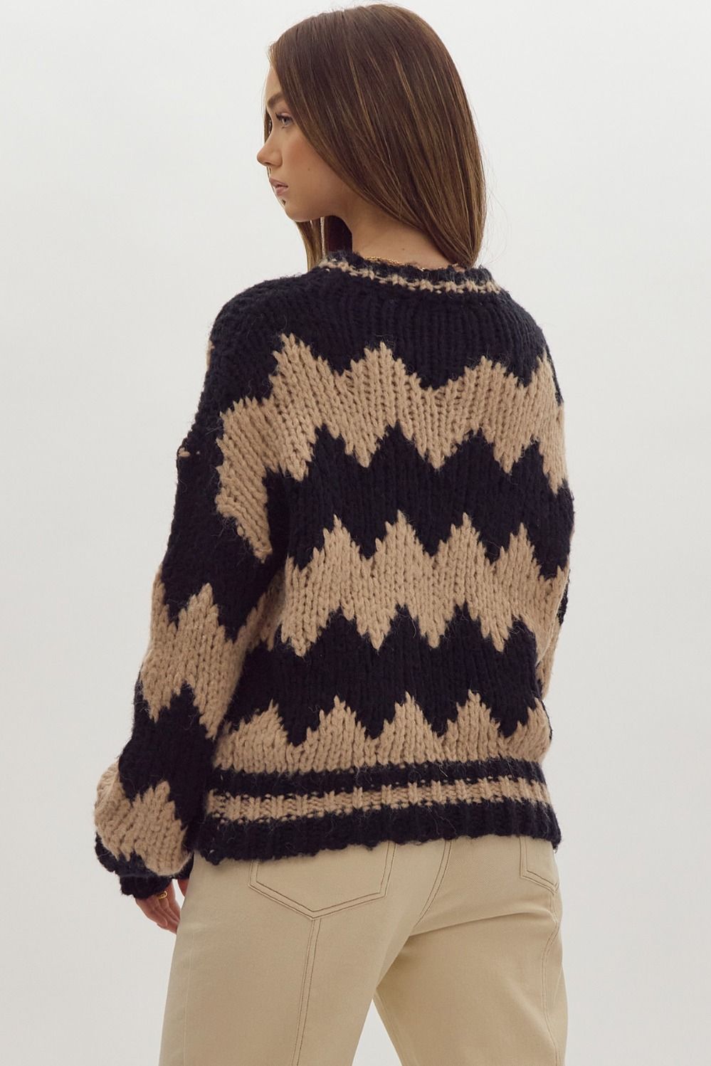 ZigZag Colorblock Sweater in Black