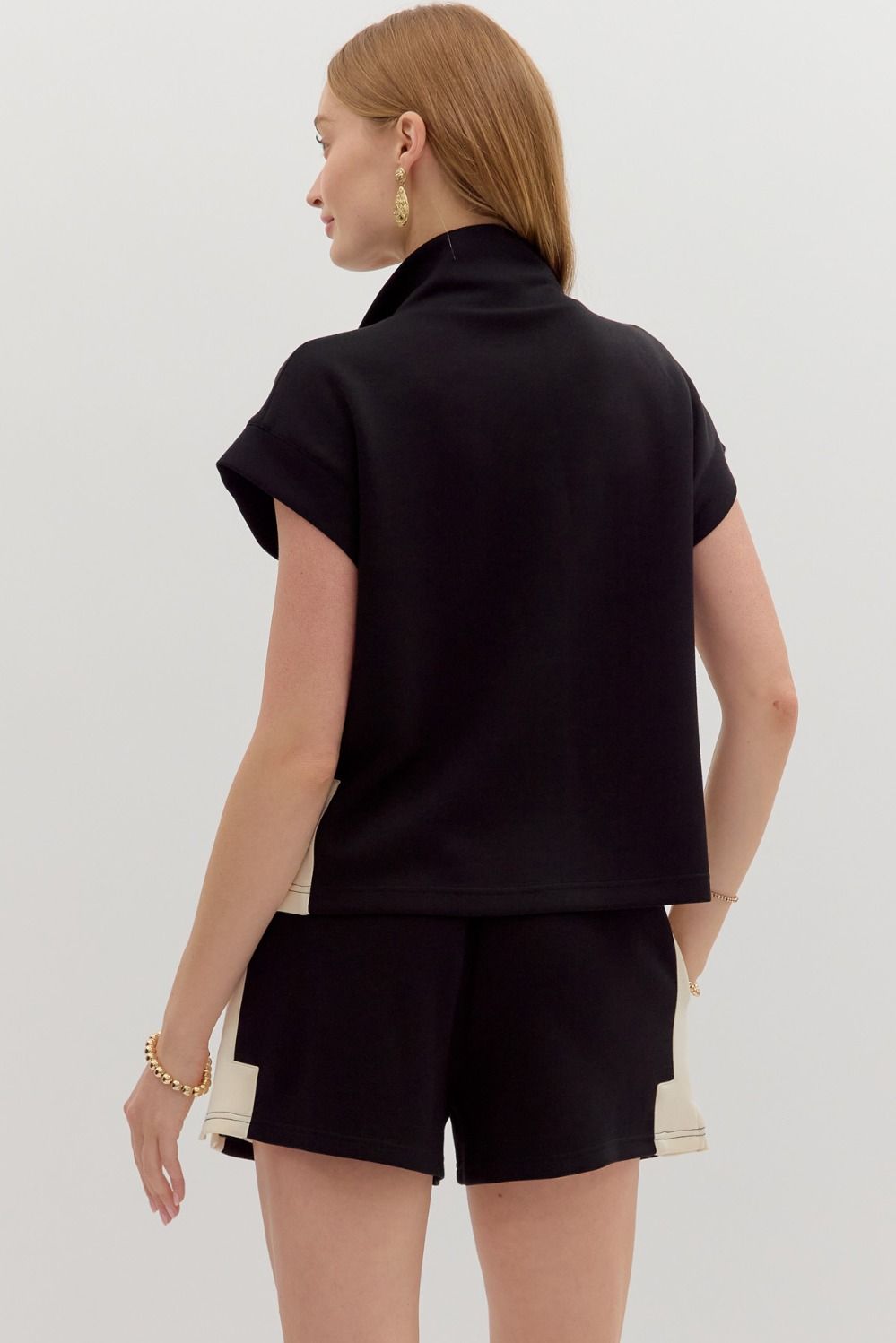 Zip Up Casual Set in Black