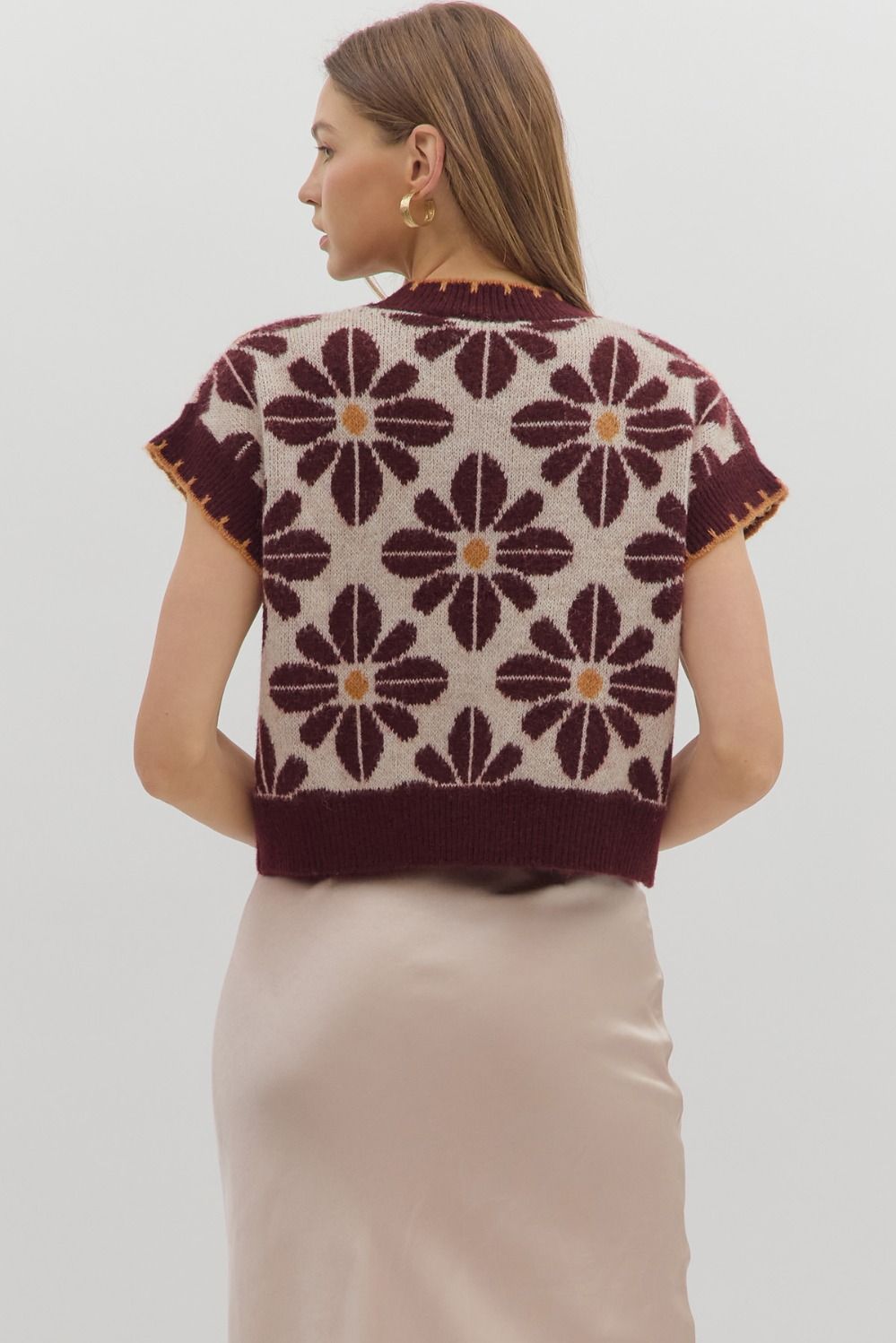 Floral Pullover in Wine