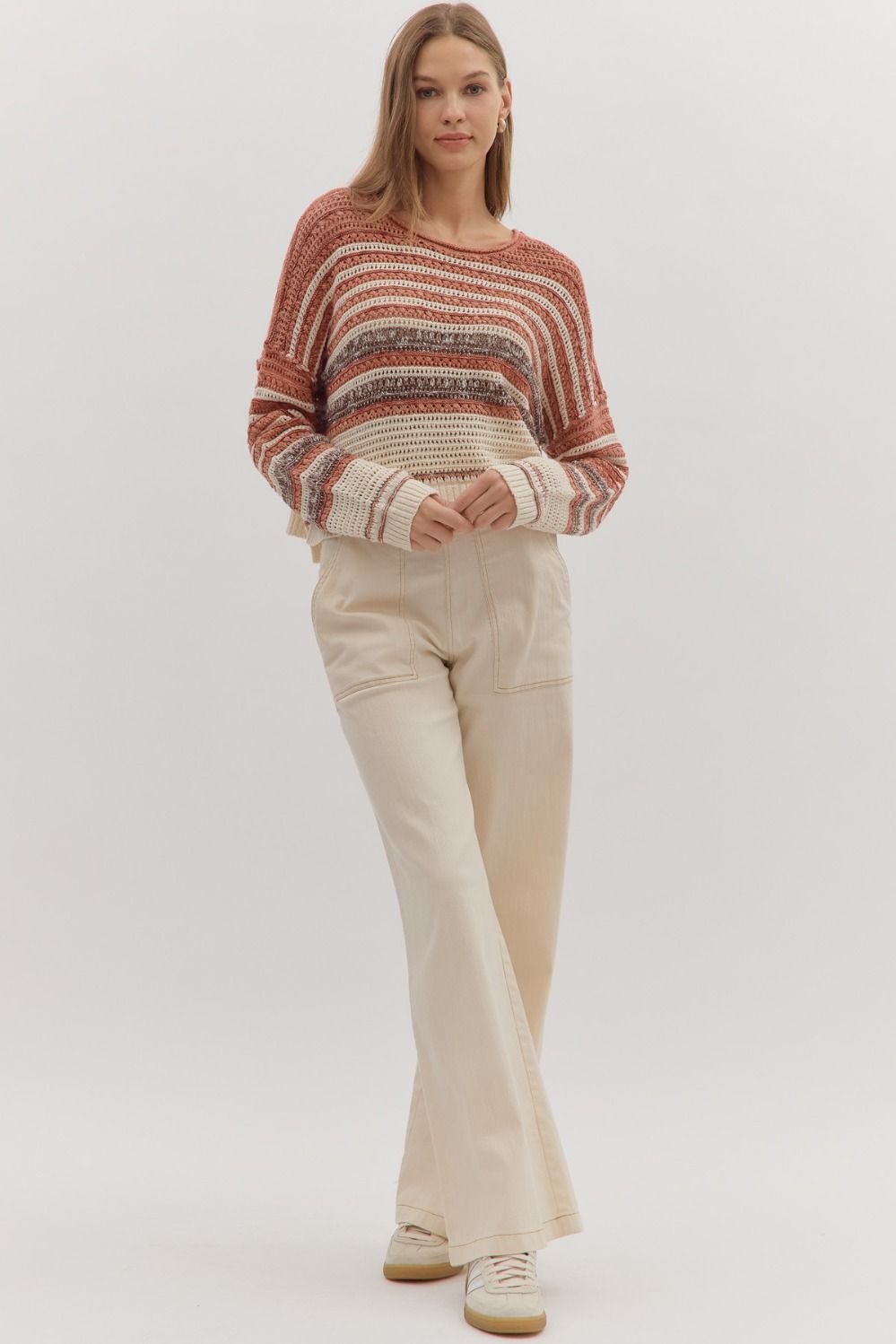 Multi Stripe Sweater in Brick