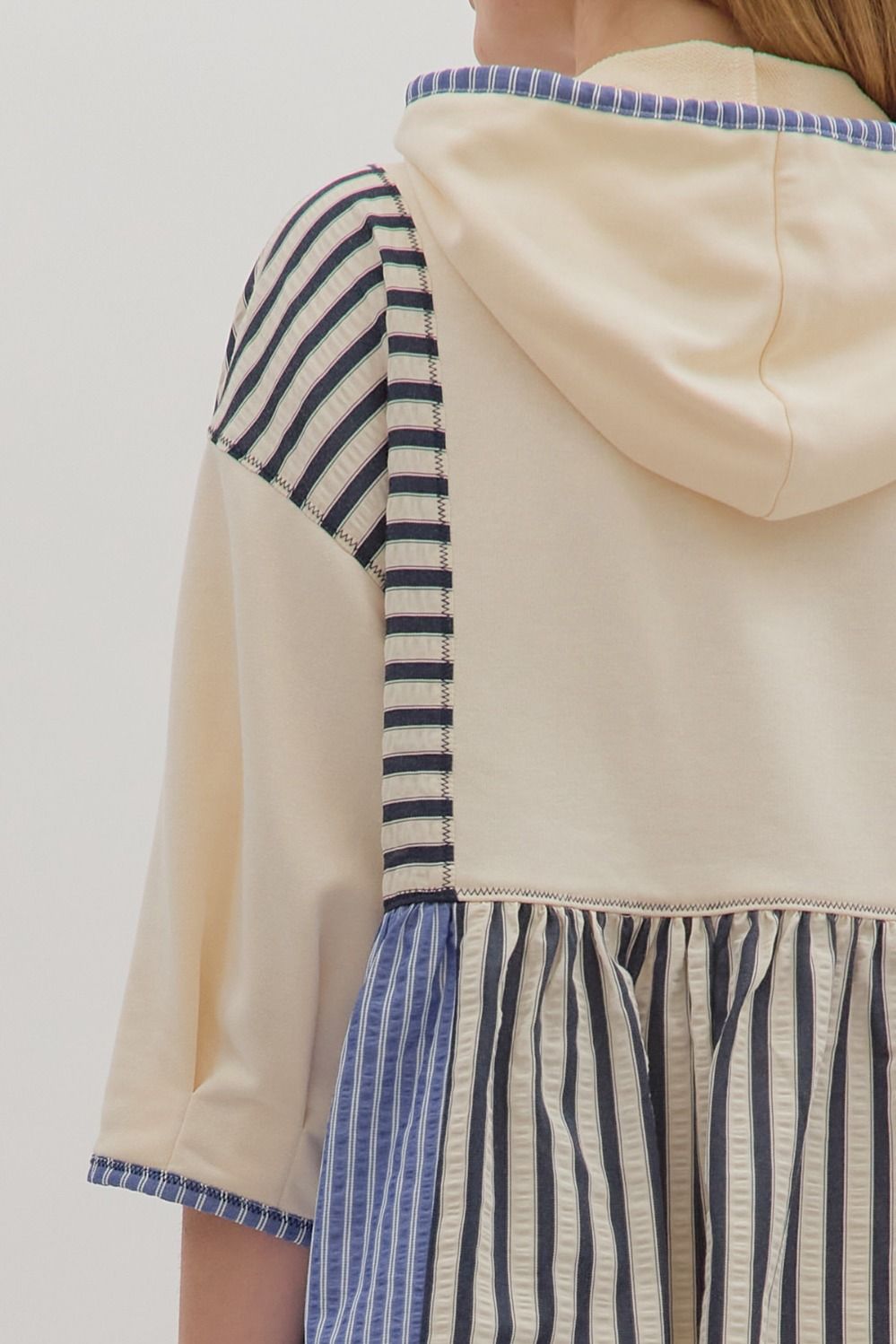 Peplum Hooded Top in Navy