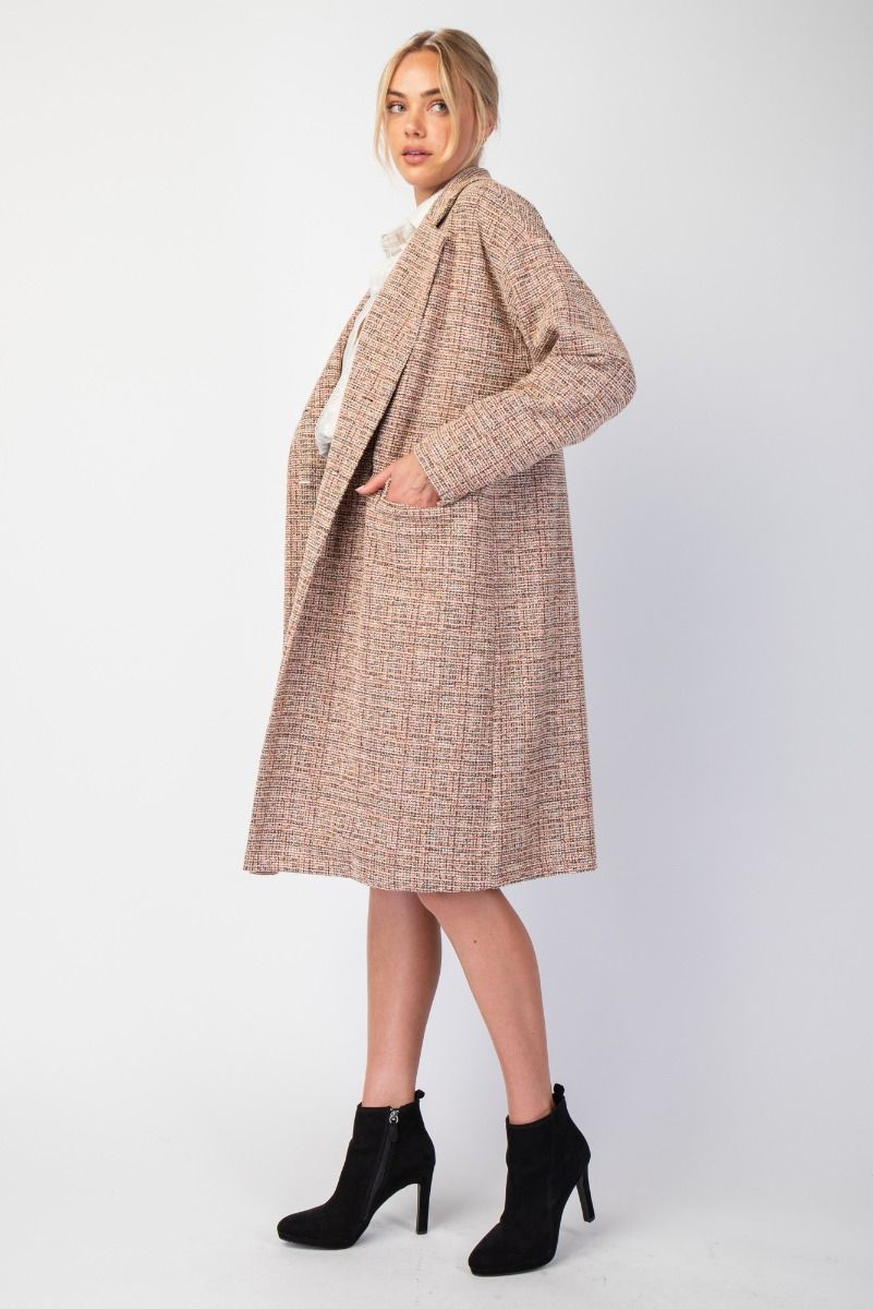 Double Button Maxi Tweed Coat