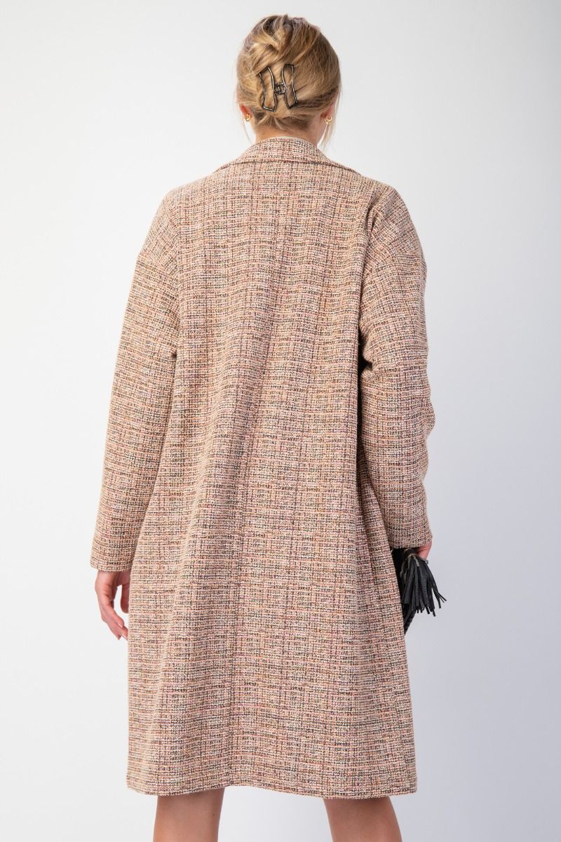 Double Button Maxi Tweed Coat