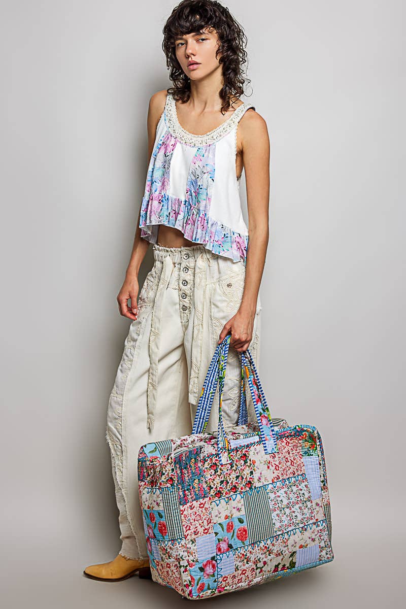 Trompe L’oeil Patchwork Structured Quilted Tote Bag