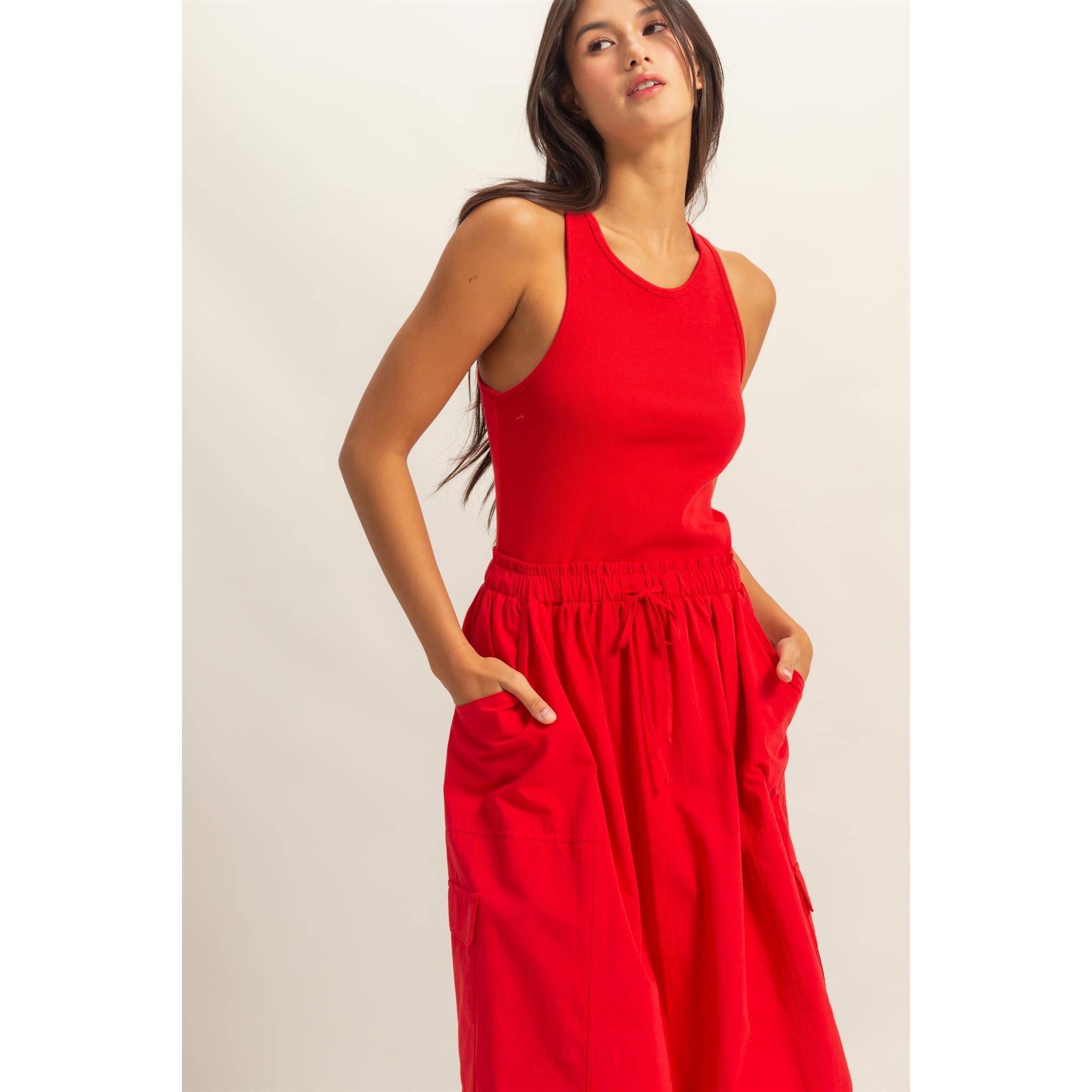 Sleeveless Cargo Midi Dress