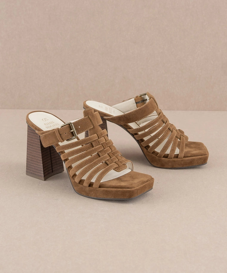 Oasis Sociey Basket Weave Heels in Brown