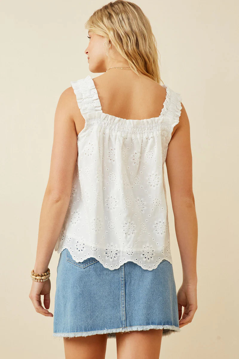 Eyelet Woven Top in Off White also available in Plus Size