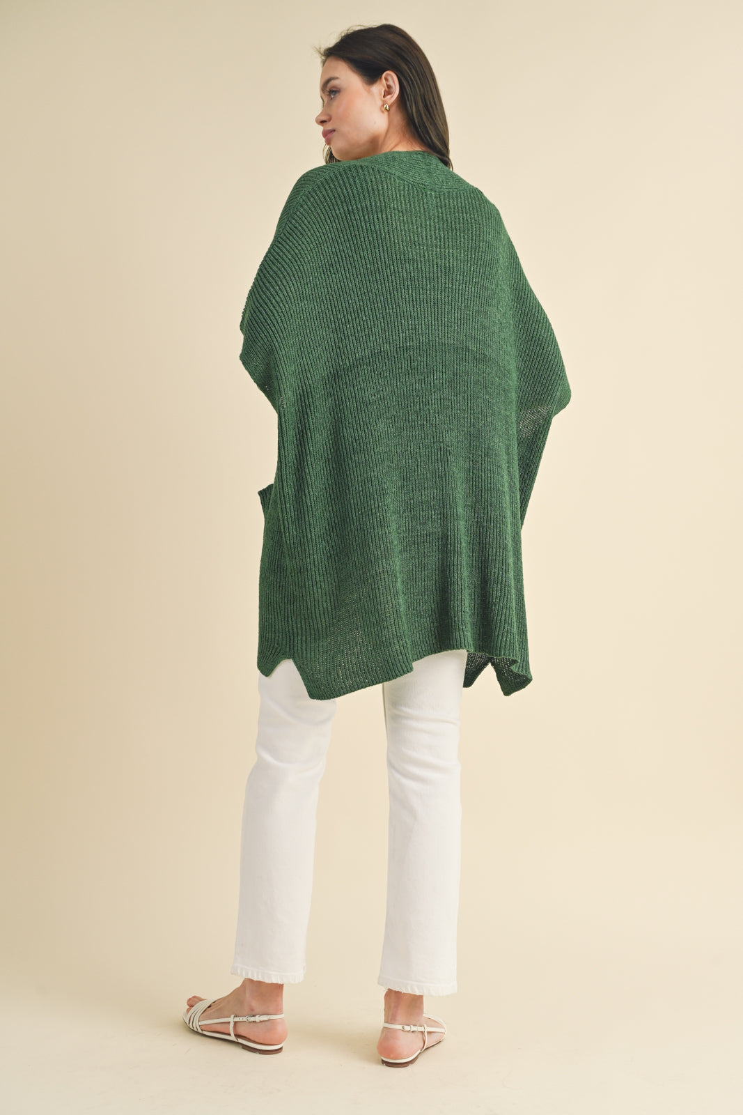 Drop Shoulder Cardigan in Green