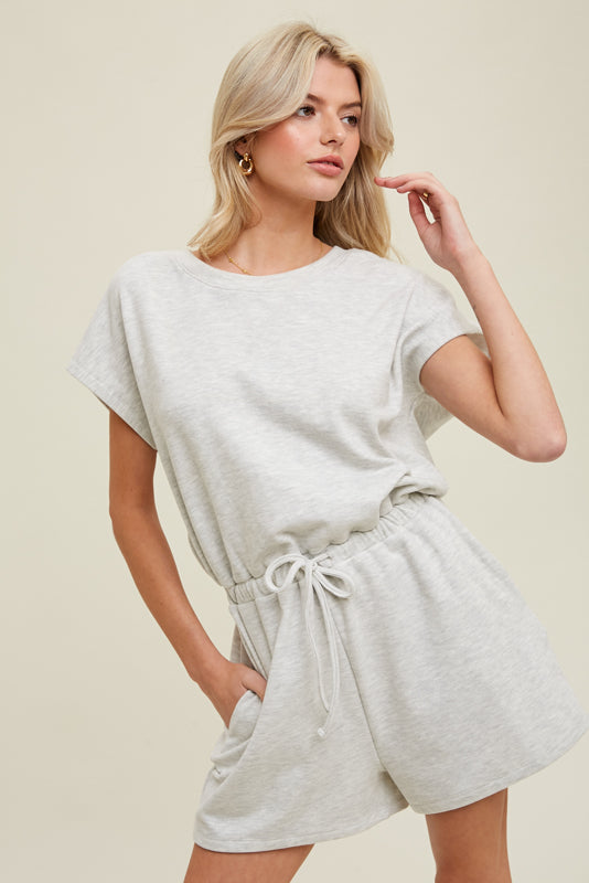 Heathered Dolman Romper in Two Colors