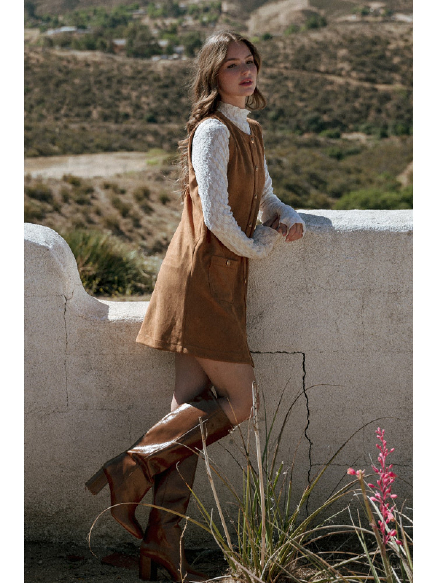 Sweet Suede Shift Dress in Camel