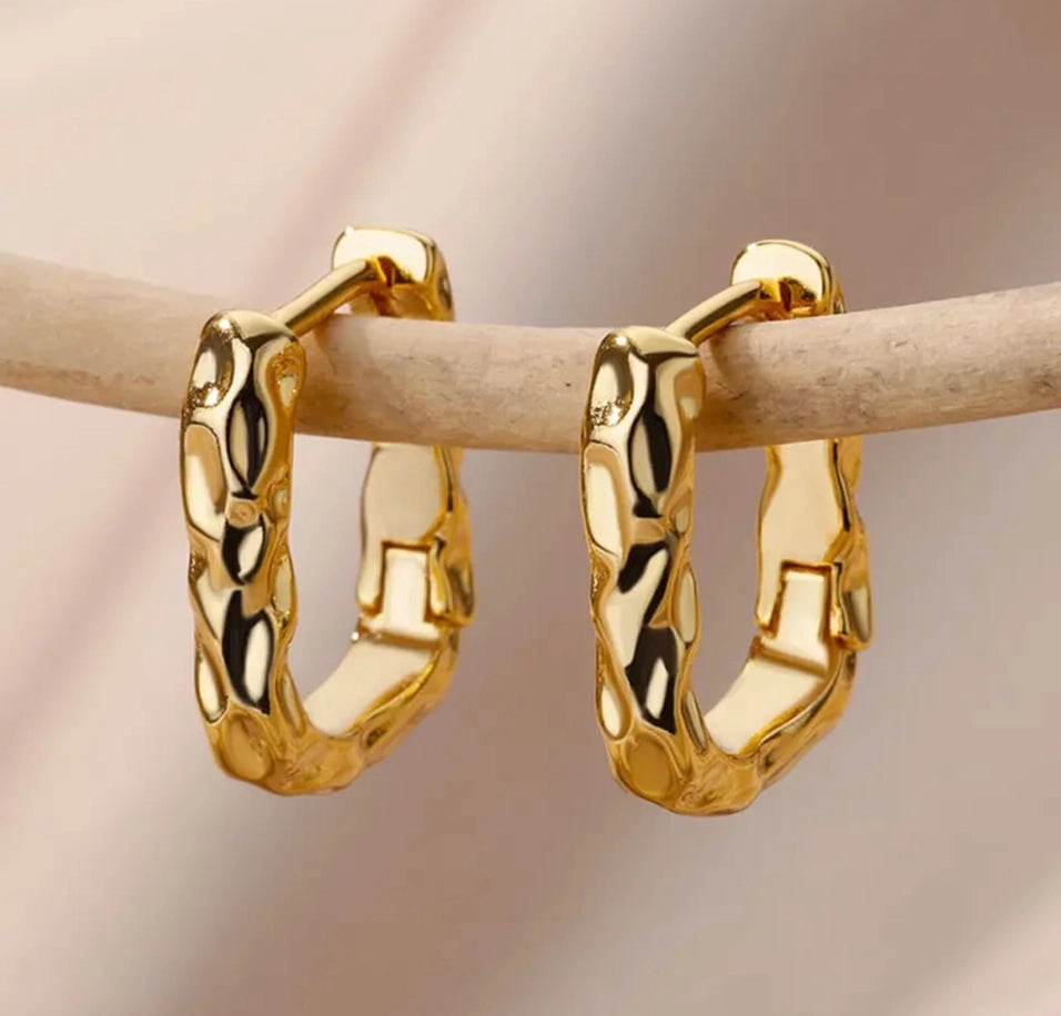 New! Hammered Gold U Shape Earrings