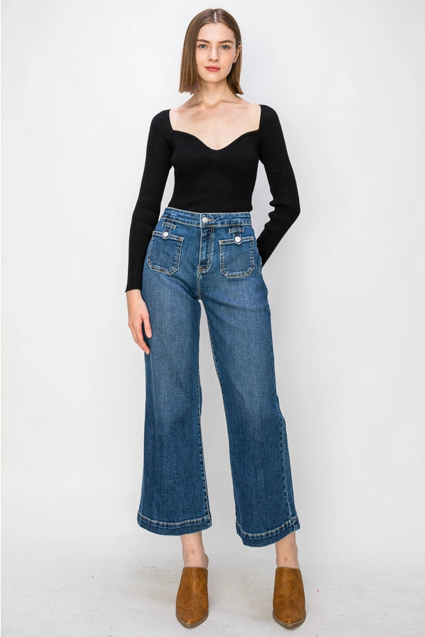 High Rise Crop Palazzo Jeans