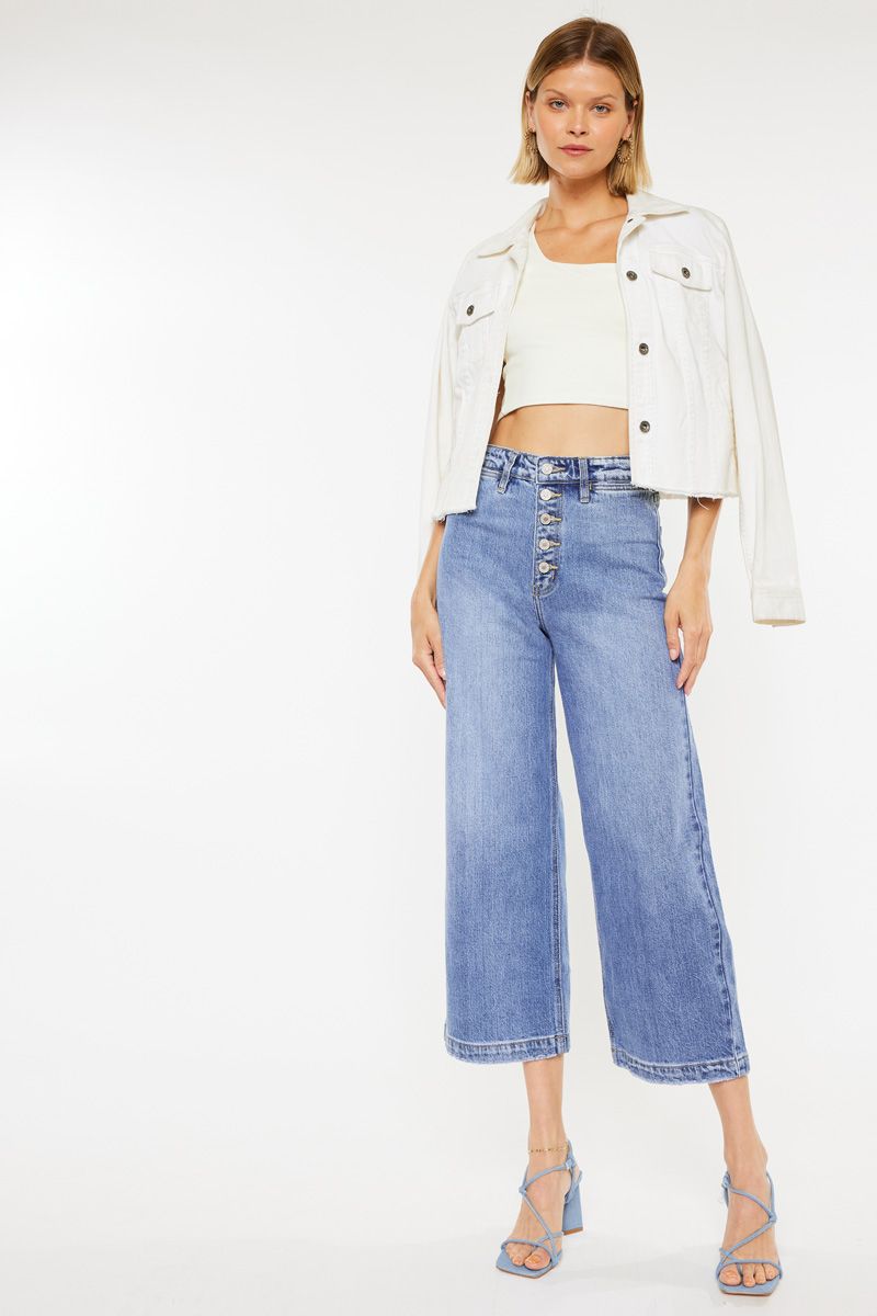 Kancan High Rise Wide Leg Denim in Light