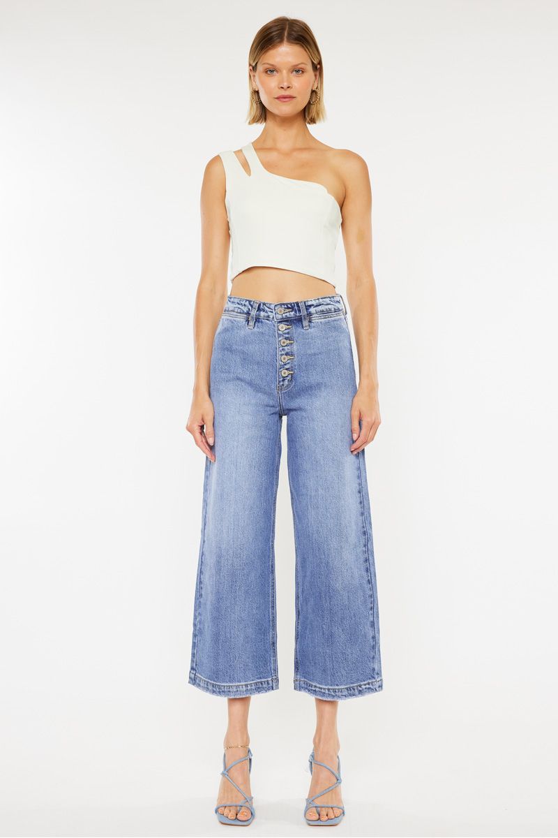 Kancan High Rise Wide Leg Denim in Light