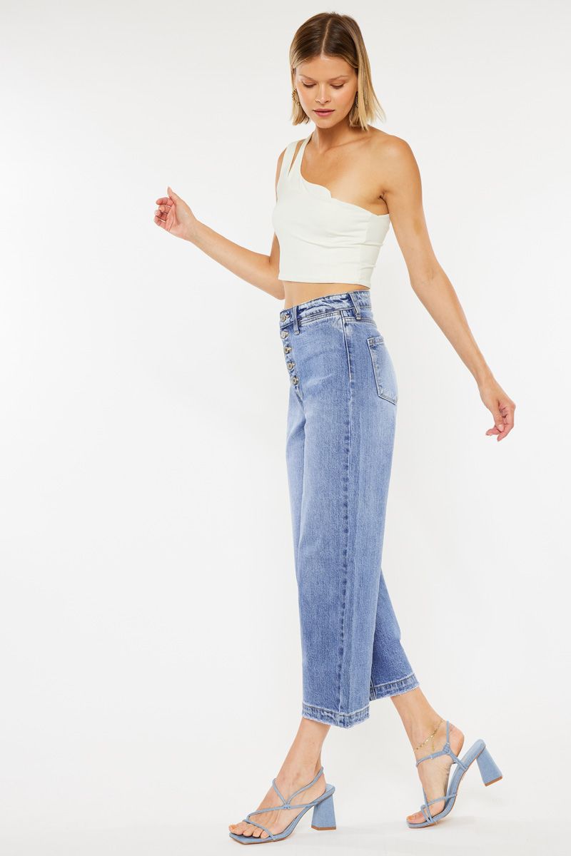 Kancan High Rise Wide Leg Denim in Light