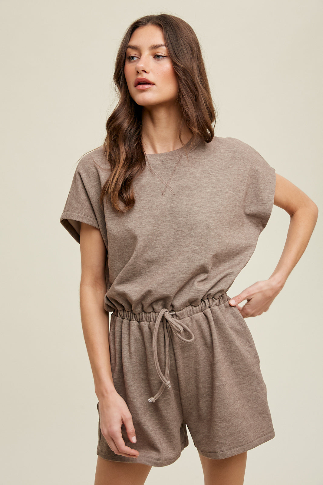 Heathered Dolman Romper in Two Colors