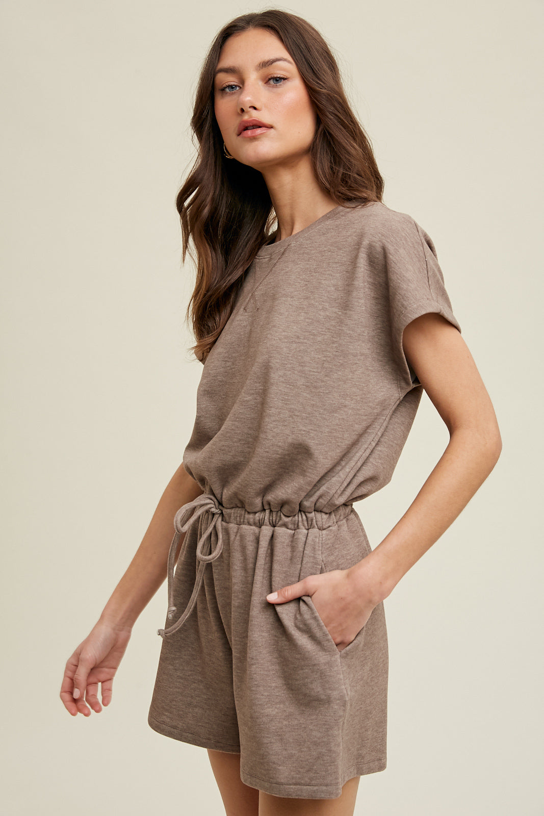 Heathered Dolman Romper in Two Colors