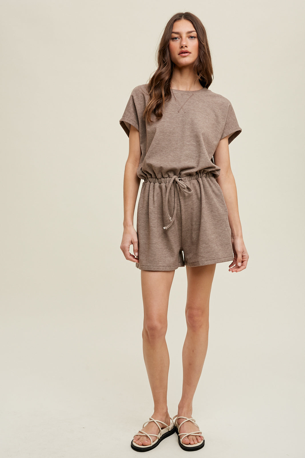 Heathered Dolman Romper in Two Colors