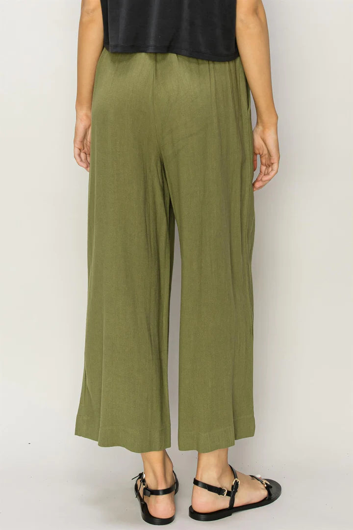 High Rise Smocked Crop Pants