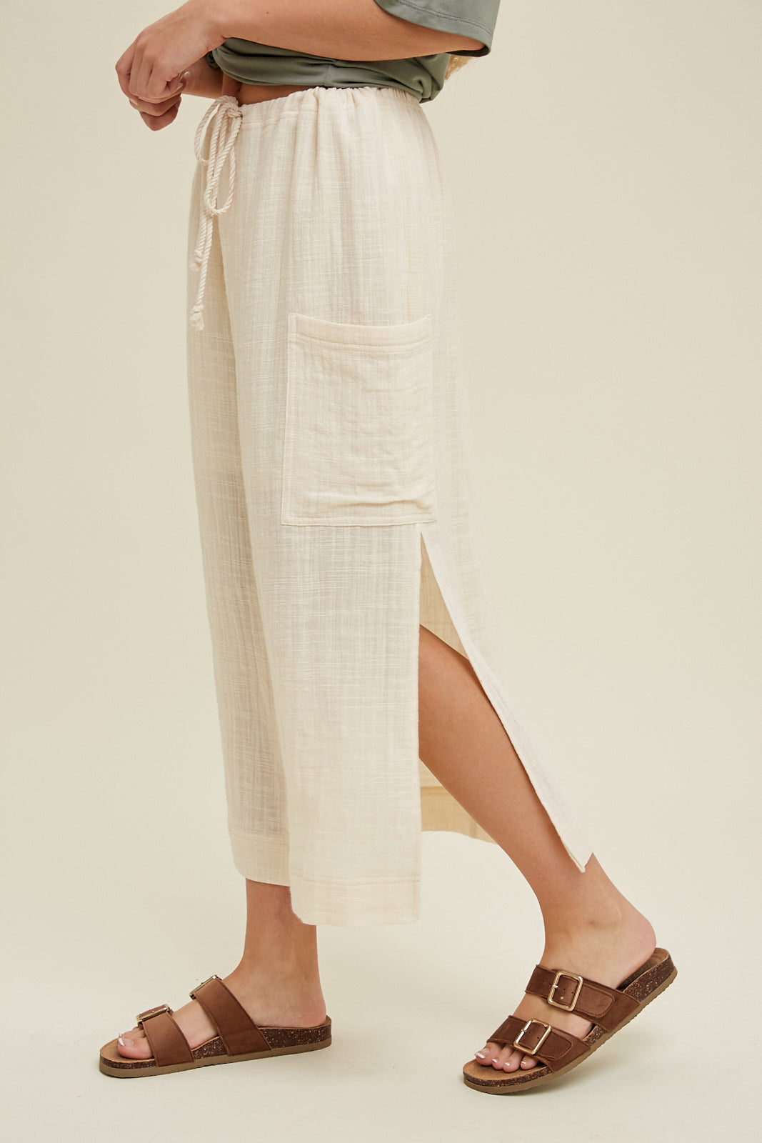 Linen Midi Skirt in Natural