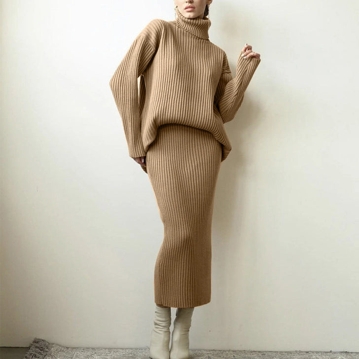 Turtleneck Sweater Set in Khaki