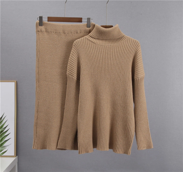 Turtleneck Sweater Set in Khaki