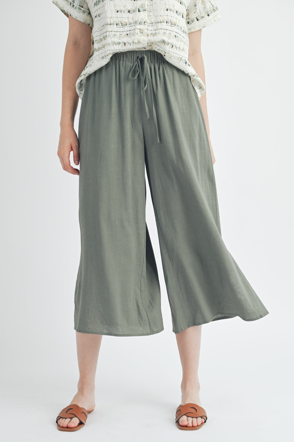 Flare Wide Leg Pants in Dark Olive