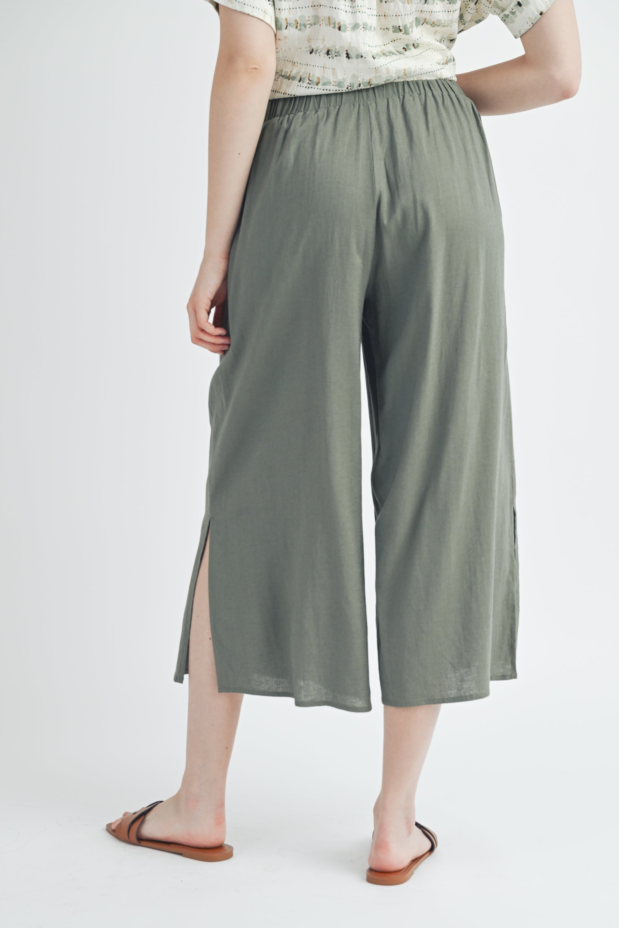 Flare Wide Leg Pants in Dark Olive