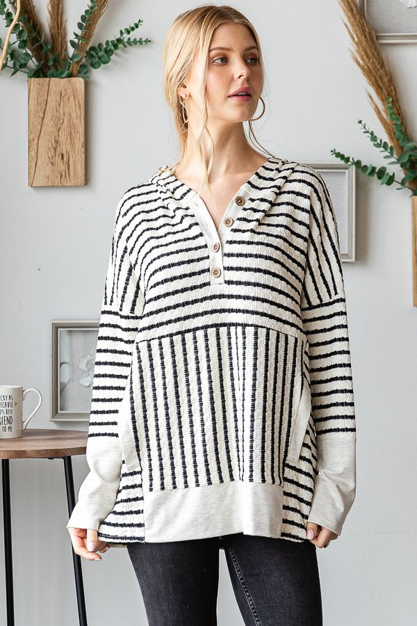 Long Sleeve Stripe Hoodie