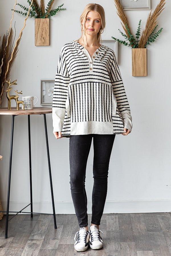 Long Sleeve Stripe Hoodie