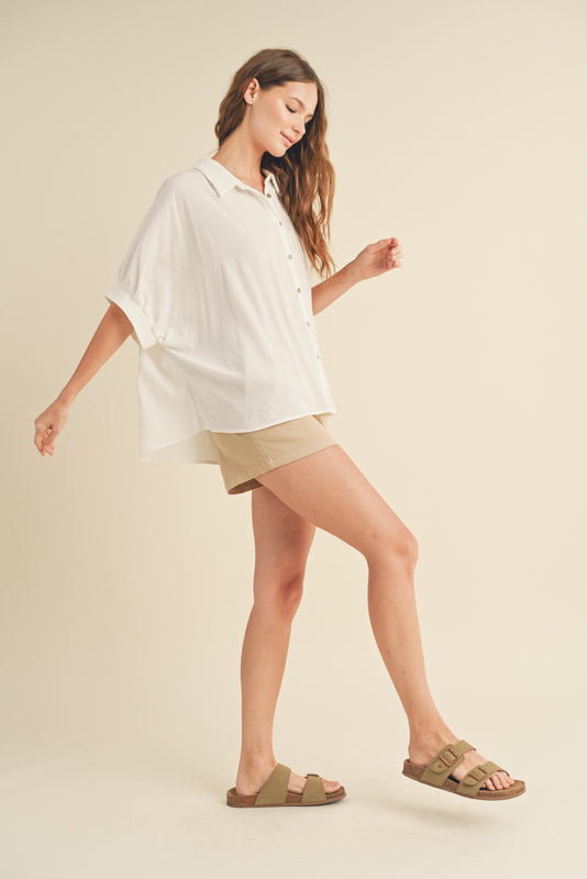 Oversized Boxy button up blouse in 2 Colors