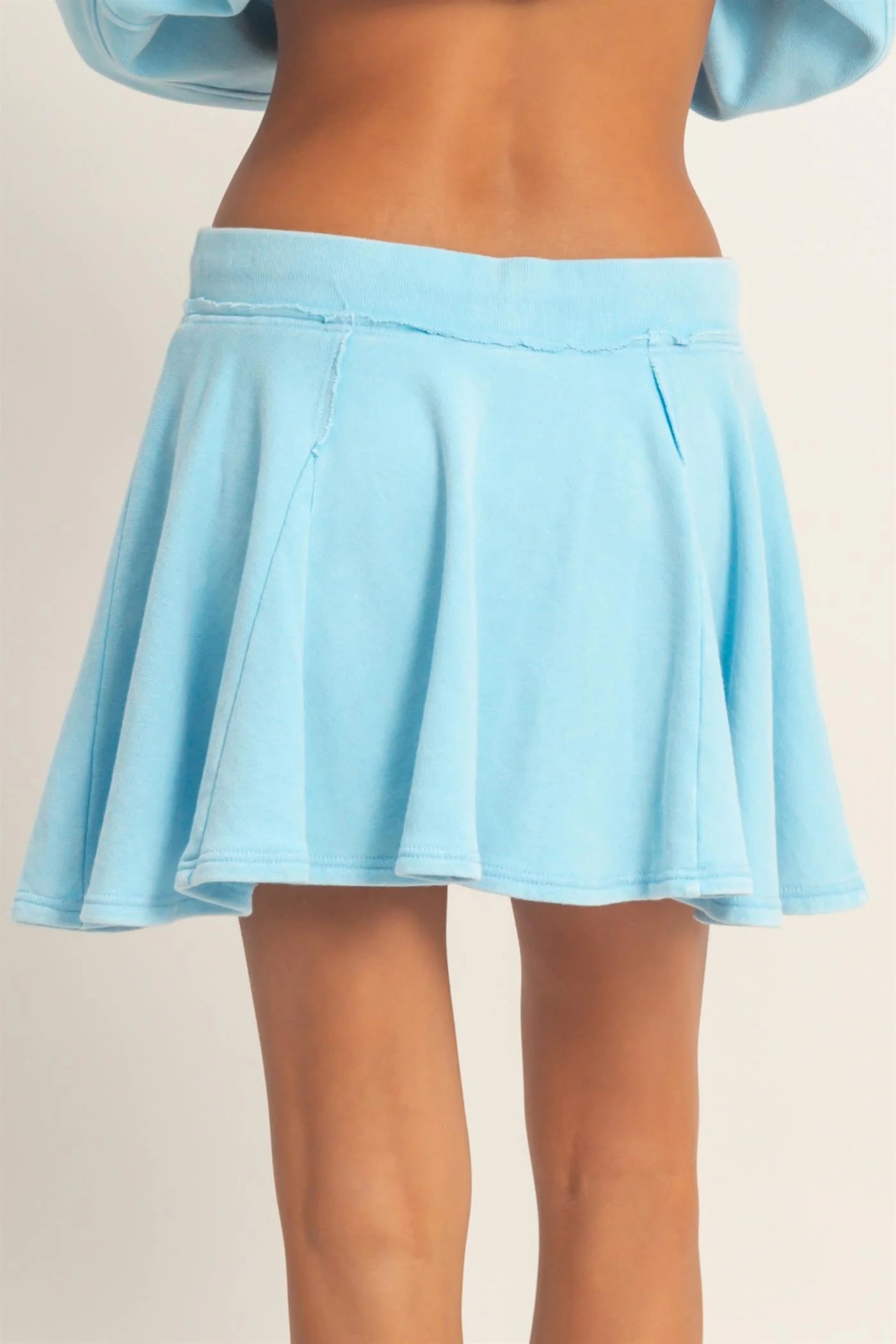 Acid Wash Skort Set in Icy Blue
