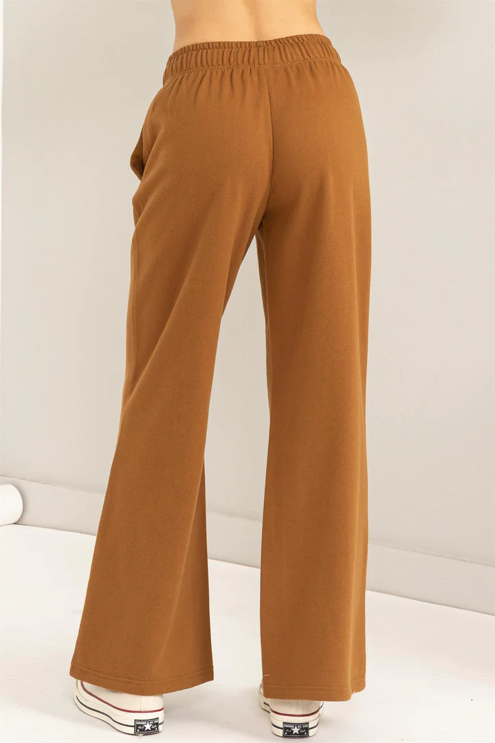 Feeling cute wide leg pants in Pale Brown