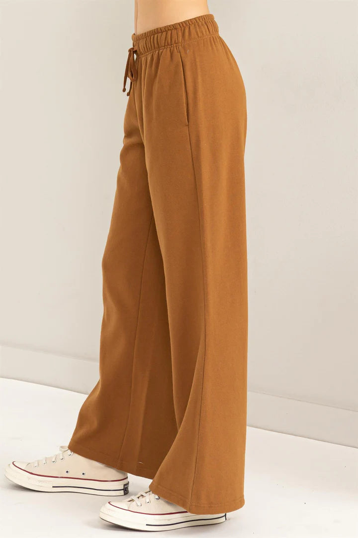 Feeling cute wide leg pants in Pale Brown