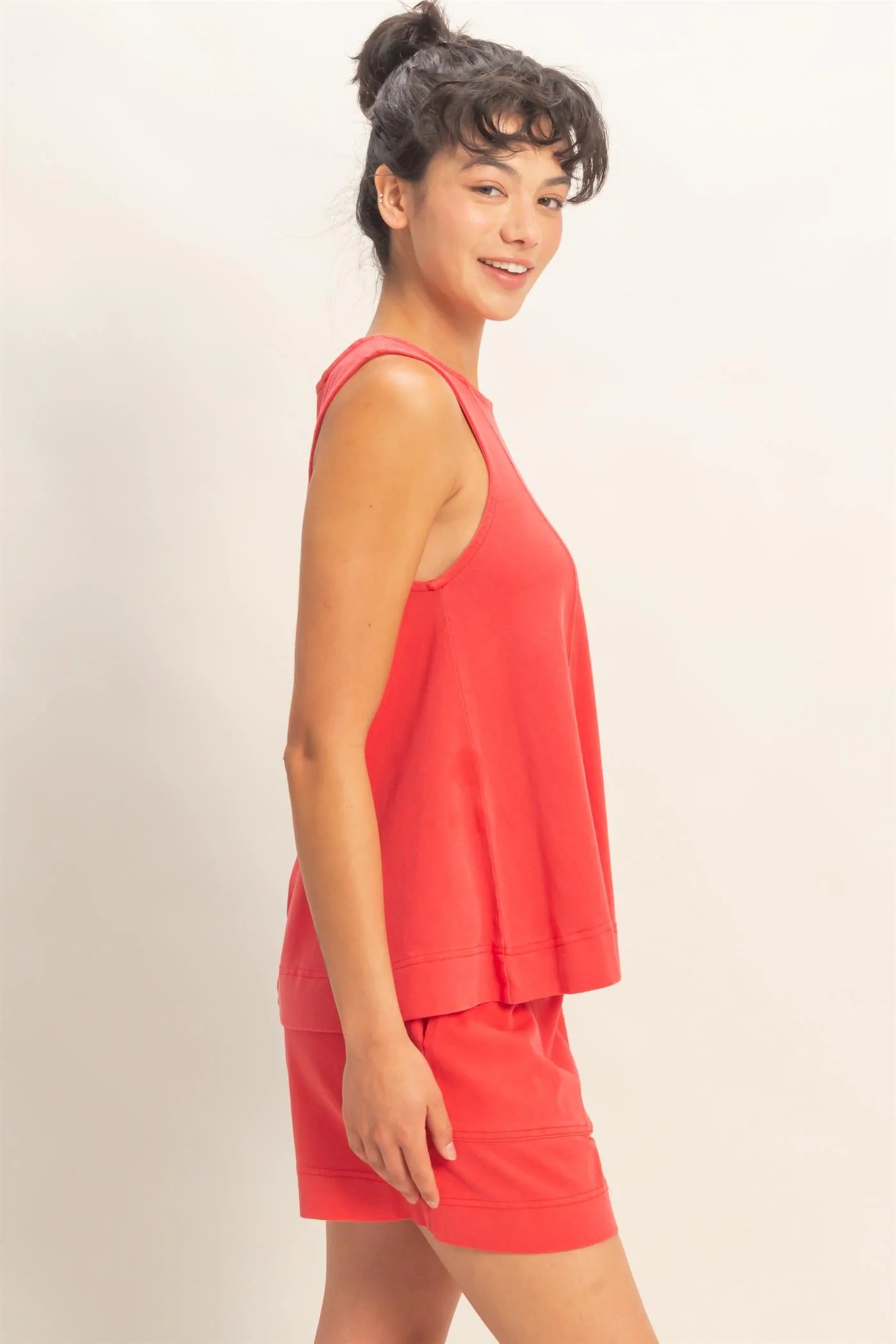 Sleeveless Round Neck and Short Set