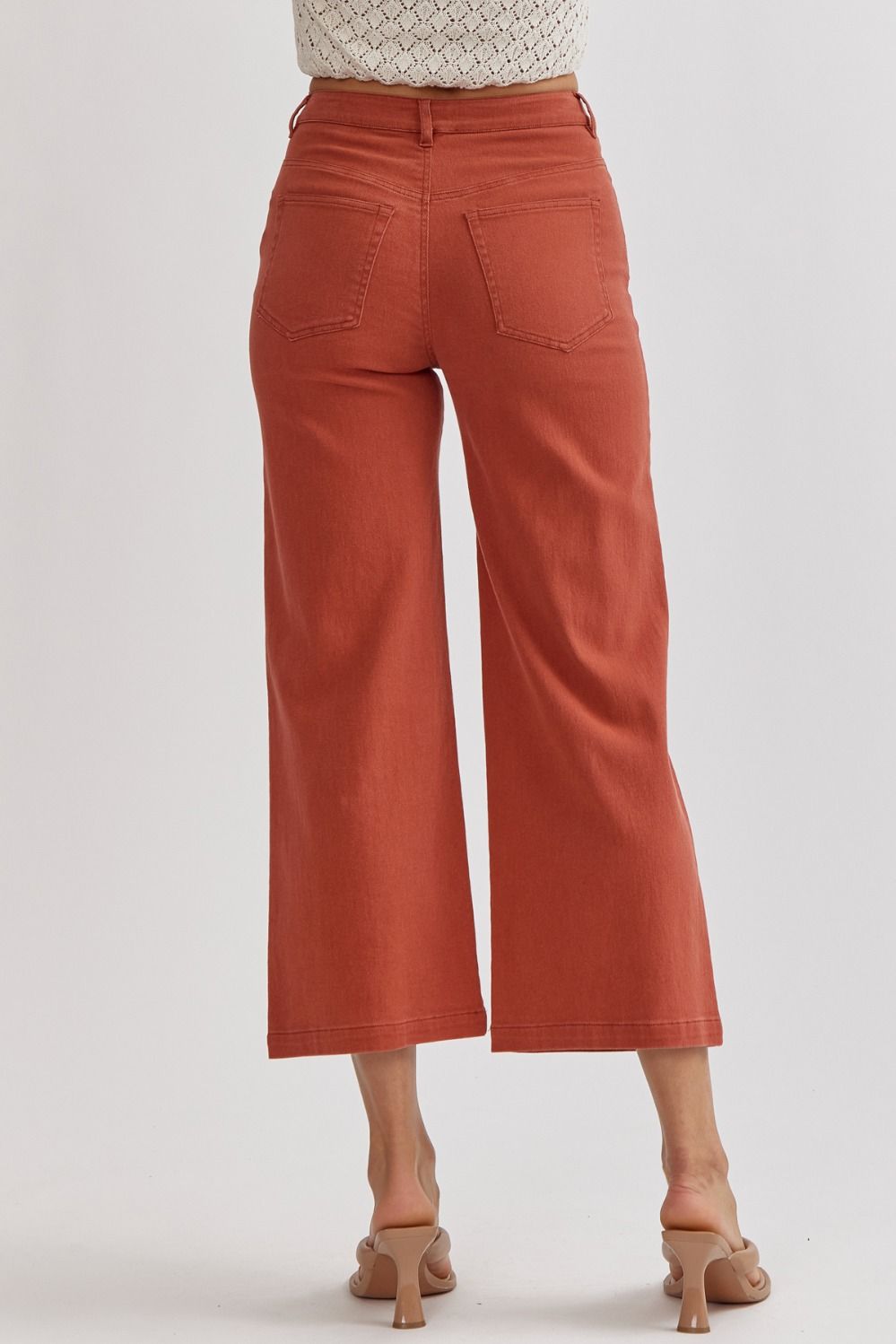 High Waisted Wide Leg Pants in Rust