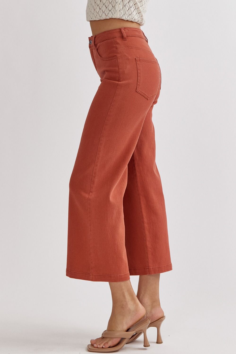 High Waisted Wide Leg Pants in Rust