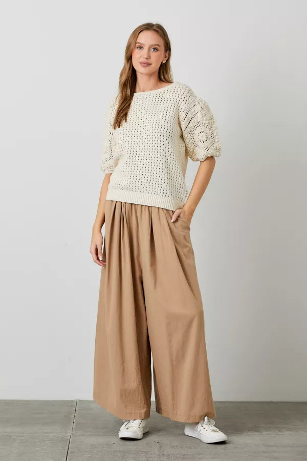 Wide Leg Trouser in Sand