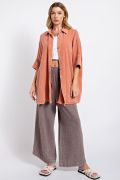 Smocked Waist Band Relaxed Pants in Mocha