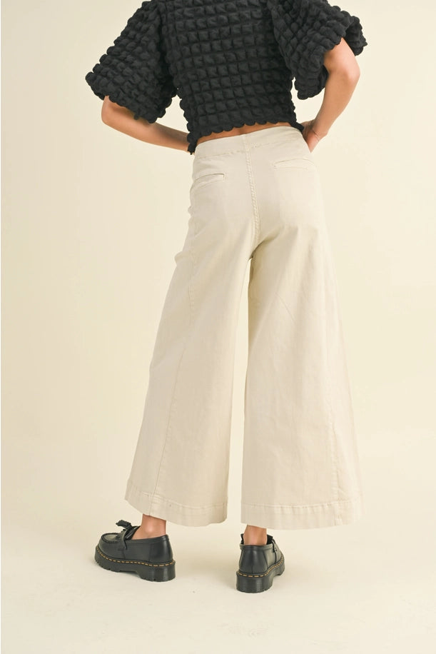 Cotton Stretch Wide Leg Pants 2 Colors