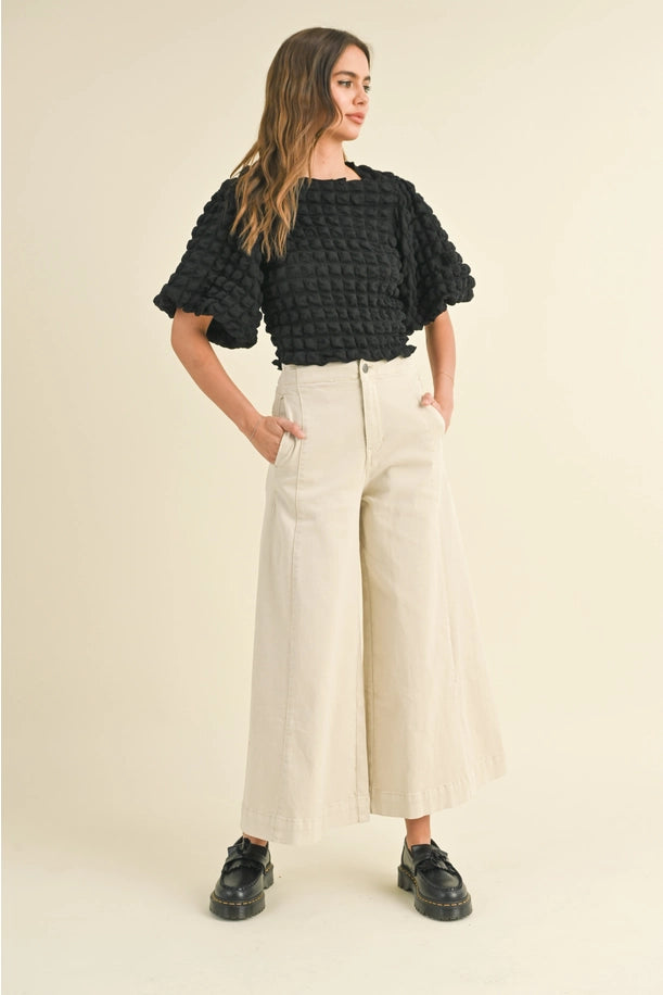 Cotton Stretch Wide Leg Pants 2 Colors