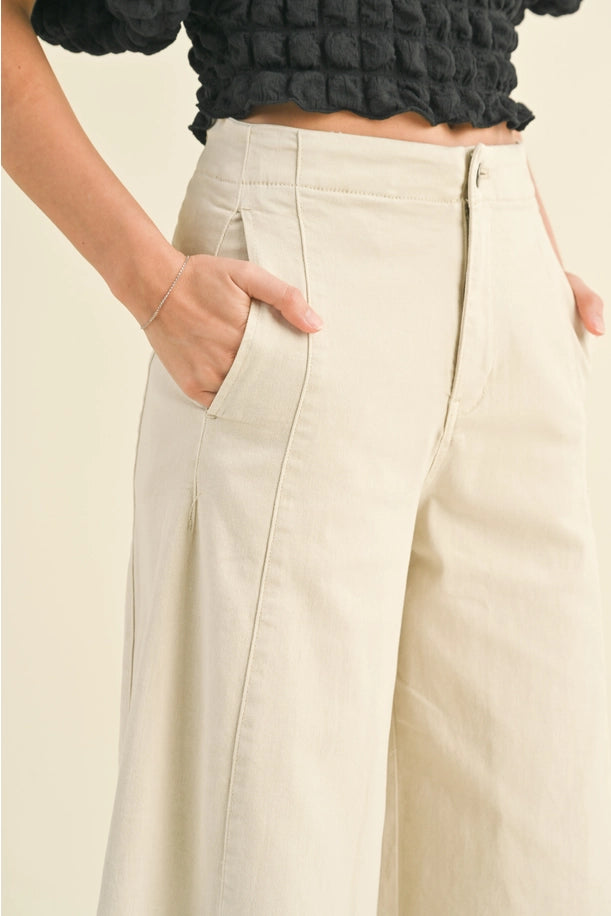 Cotton Stretch Wide Leg Pants 2 Colors