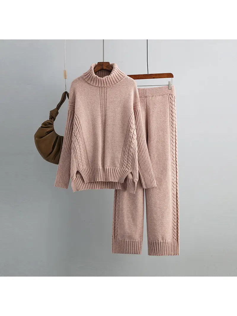 Sweater Turtleneck Set in Pink