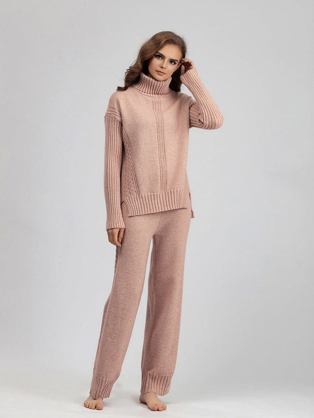 Sweater Turtleneck Set in Pink