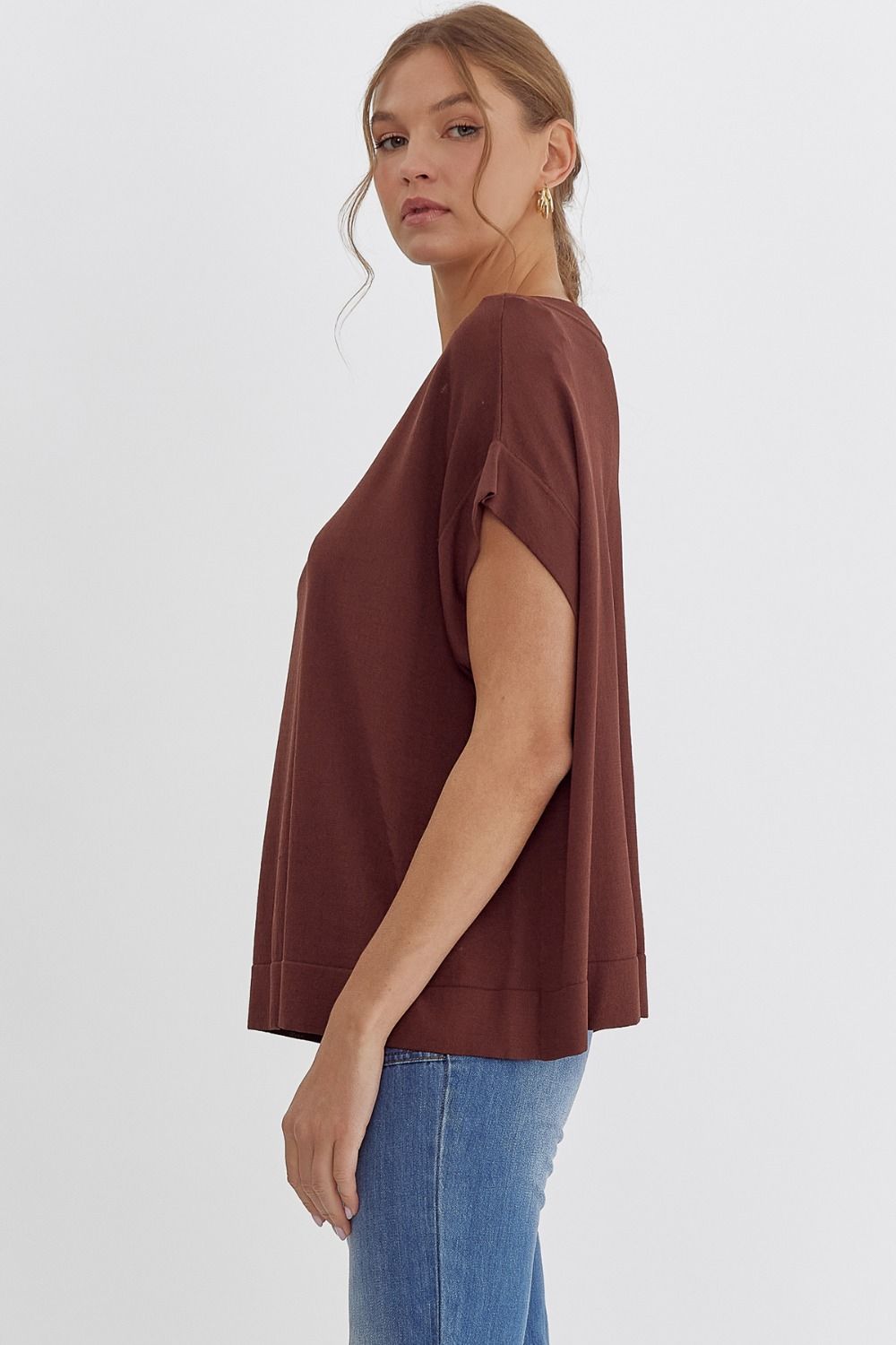 Boat neck dolman in Chocolate Sale 40% of use code sale40 at checkout